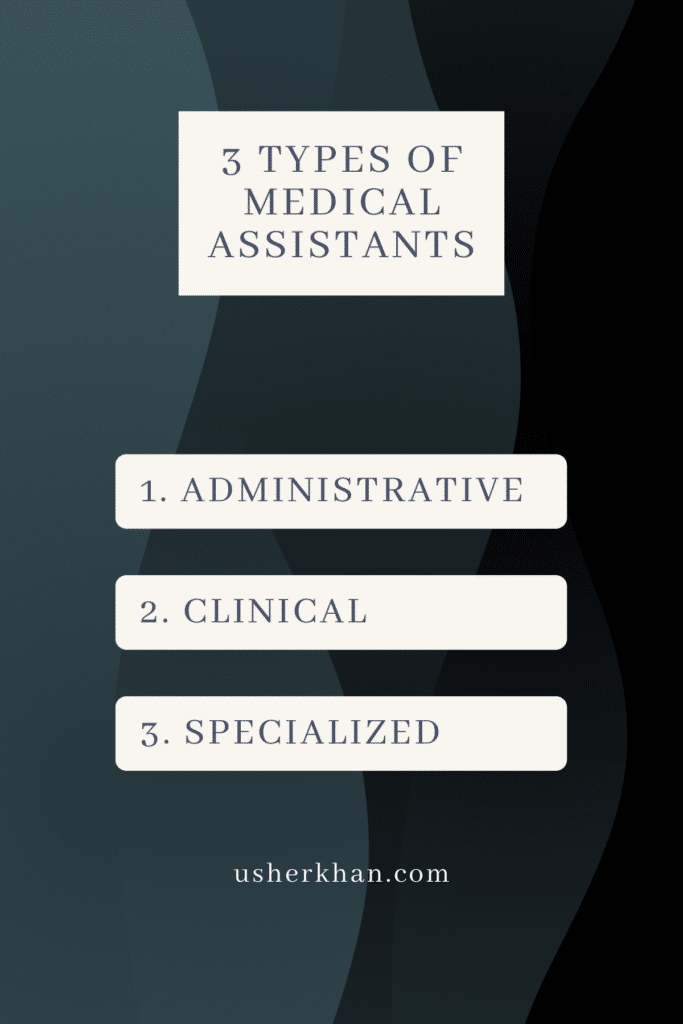 what are the different types of medical assistants Usher khan medical assistant registered orthopedic tech medical assistantship dermatology practice orthopedic surgery practice medical field field of medicine doctor medical professional teaching physician aspiring physician pre-med neuroscience studies tutor tutoring science tutor volunteer volunteering hospital emergency department volunteer senior volunteer at local mosque vice president of pre-soma club undergraduate division of the student osteopathic medical association