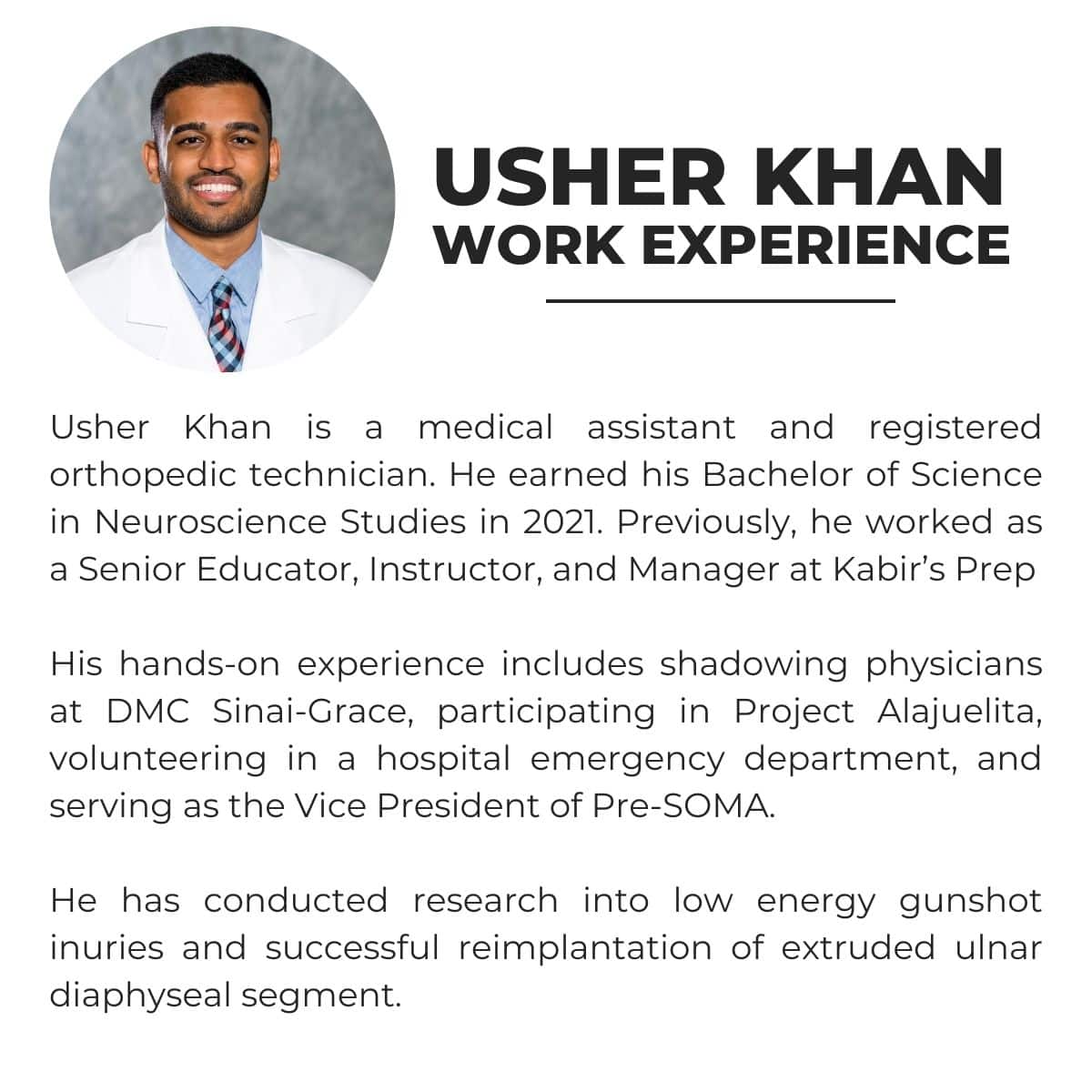 usher khan work experience